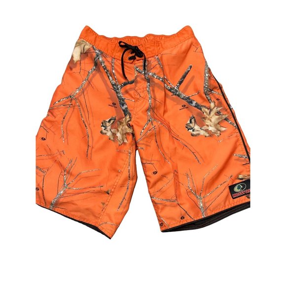 Mossy Oak Orange Camo Youth Swim Trunks/Board Shorts Size Large - Picture 1 of 3